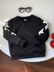 1 Stück lässiger Sportsweatshirt für Kleine Jungen im College-Stil mit großem Buchstabenmuster, schwarz mit Kapuze, geeignet für Kinderoutfits, Kleinkindkleidung für Kleine Jungen, Schulanfang, Jungensset, geeignet für Geburtstagsfeiern, Abendveranstaltungen, Aufführungen, Hochzeiten, Taufen, Eröffnungszeremonien, geeignet für den täglichen Gebrauch, Schule, Reisen, Sport, für Frühling, Herbst und Winter Saison