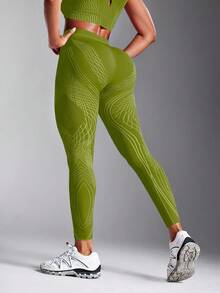 Powerista Quần legging nữ dáng cong liền mạch co giãn cao dùng khi chạy bộ và tập thể dục - Màu xanh Ô liu - Xem 5