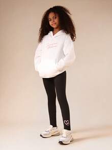 SUMWON Paquete de 2 leggings de niña preadolescente con estampado de corazones, pantalones casuales de largo completo y elásticos para la escuela y uso diario - Multicolor - Ver 8