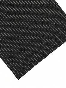 Manfinity Homme 男士宽松条纹阔腿裤，休闲时尚百搭长裤，细条纹西裤，男士褶裥西装裤，男士宽松西装裤 - 黑色 - 查看 8