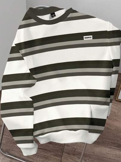 Claim Dot 男士休闲条纹长袖套头衫