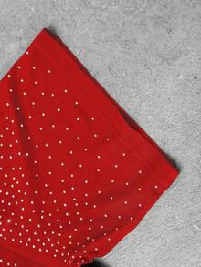 Manfinity Roghcode 男士休闲宽松短袖T恤，黑色，水钻设计，宽松版型，成熟街头风，适合通勤、日常穿着、返校、度假，是送给男友/老公的绝佳礼物，情侣款红色图案T恤，男士红色T恤，红色T恤，水钻十字架T恤，水钻T恤 - 紅色 - 查看 5