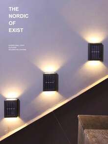 1-6 Peças Luzes de Parede Solares, Luzes Solares LED para Jardim Externo, Luminárias Decorativas de Parede para Jardim, Lâmpadas de Parede de Plástico Impermeáveis de 2 Cabeças para Iluminação Externa, Iluminação de Rua, Decoração de Varanda, Pátio e Gramado de Casa - Multicolorido - Visão 7