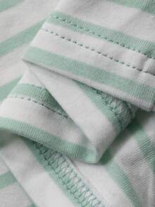 DAZY Ropa de estar en casa informal con cuello redondo y mangas largas a rayas para adolescentes - Verde - Ver 8