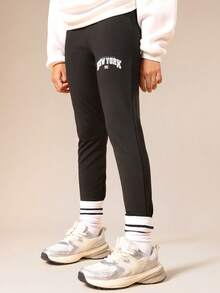 SUMWON Ensemble Sweat-shirt-shirt et leggings coordonné New York Manhattan pour préadolescentes, tenue de loisirs décontractée