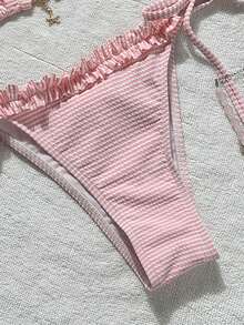 Swim Mod مجموعة بكيني نسائية من قماش الجاكار مع تصميم أزهار وتطريز دانتيل وزخارف معدنية، مناسبة للربيع والصيف