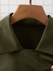 Franclia Fashionable French Retro H-Shaped Waist Belt Waist Cinching Lapel Camel Women's Autumn/Winter Windbreaker - Army Green - View 5