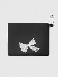 ROMWE Kawaii Túi đựng đồ họa tiết nơ thời trang, Túi tote mua sắm có thể gấp gọn, dung tích lớn, có ví đựng tiền xu - Nhiều màu - Xem 4