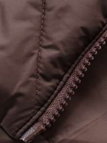 Dazy Plus Abrigo acolchado y forrado térmicamente con capucha y bloques de color, de estilo casual y fashionable, tallas grandes para mujer, otoño/invierno - Marrón - Ver 8