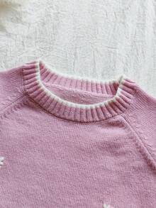 Vintaside Kids 2件套女童可爱花卉针织套装、上衣和裤子 - 粉色 - 查看 4