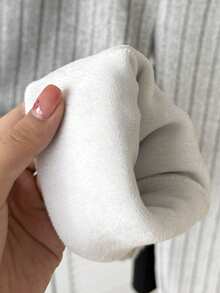 SHEIN 2 件套青少年女孩休闲家居服百搭多功能毛绒罗纹珊瑚绒柔软舒适针织心形刺绣腰部拼布紧身裤套装，黑色和灰色 - 彩色 - 查看 6