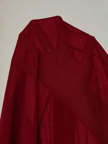 Aveloria Modichic 优雅雪纺褶皱前腰收腰长袖连衣裙，通勤百搭 - 酒紅色 - 查看 7