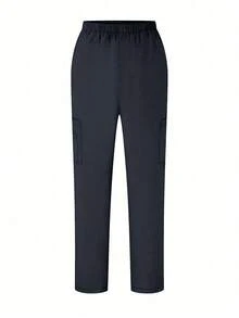 TaskEZ Conjunto de uniformes médicos: Parte superior de cuello en V de manga corta y pantalones para trabajadores de la salud - Gris Oscuro - Ver 5