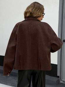 EURMUSE Buttom Detlied Overcoat, Business Wear - Brown - View 2