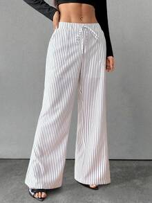 Chiquease Quần sọc đi làm thanh lịch dành cho nữ - trắng - Xem 6