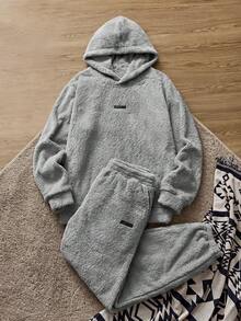 SWAVVY Men's Fashionable Fleece Hooded Sweatshirt Casual Suit, Autumn/Winter