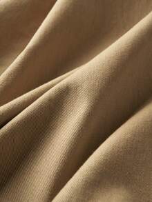 INAWLY Áo khoác da nữ dáng rộng nhiều túi cổ và tay áo tương phản - Màu Khaki - Xem 6