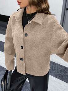 Buttom Detlied Overcoat, Business Wear - Rust Brown - View 4