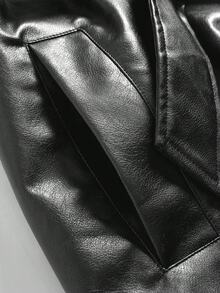 Ellevyn Women's Classic PU Leather Long Trench Coat With Faux Fur Collar, Autumn  Winter Clothes For Women   Fall Clothes For Women   Plush Autumn And Winter Cotton-Padded Jacket With Long Insulation - Black - View 15