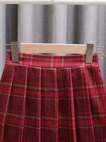 Sparklyn 时尚百搭女童复古红格子裙，新款时尚加厚百褶裙，适合少女 - 彩色 - 查看 5