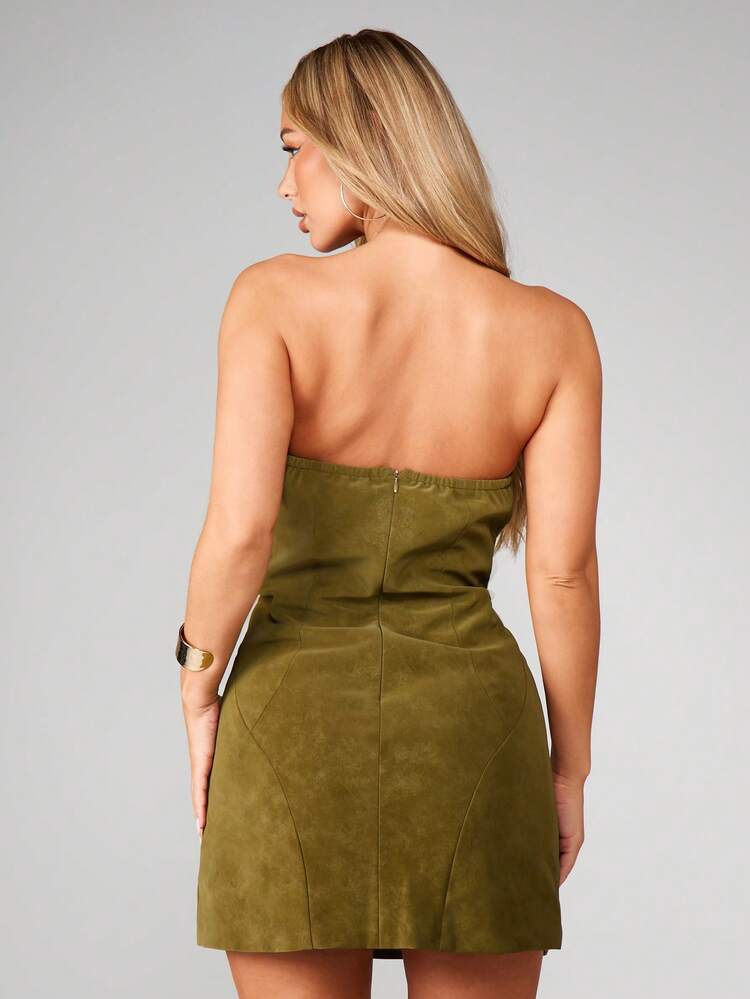 MISSGUIDED Minivestido palabra de honor con detalle de costura para Navidad