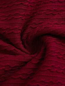 SHEIN Váy dài tay cổ bẻ chất liệu vải họa tiết thường ngày cho bé gái, thích hợp mặc vào mùa xuân, mùa thu, mùa đông, trong nhà, ngoài trời, trở lại trường, mặc hàng ngày - Màu Đỏ Sâu - Xem 6