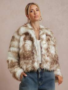 Lumalex VITNOS Luxury Fashionable & Elegant Women's Loose Fit Long Sleeve Faux Fur Leopard Print Coat,Elegant And Sexy Outerwear With High-End Vibe, Autumn/Winter Fashionable For Party Occasions Holiday VacationCoat, New Year's Outfit, Party, Night Out, Dates, Cute Costume For Women, Wedding Guest, Graduation Prom Coat, Business Casual Dress For Women, Teacher's Outfit, Luxury Evening Coat For Women, Elegant Coat For Parties, Birthday Outfit