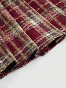 Sweetra 新款时尚甜美假日格子针织褶皱迷你裙，适合秋季、冬季、春秋季、秋冬季 - 彩色 - 查看 3