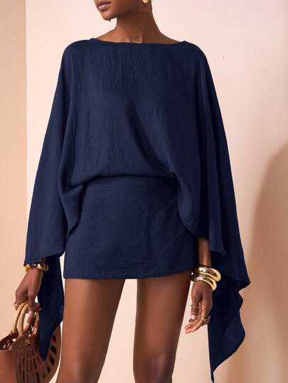 Zivah Conjunto de 2 piezas de blusa de manga larga holgada marrón y falda mini para otoño e invierno 2025, elegante y casual para viajes, ir a la oficina, fiestas, vacaciones, estilo "old money", compras, banquetes, elegante, fiestas, citas, informal