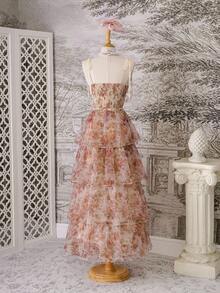 SHEIN MOD 复古两件套复古碎花连衣裙，节日、海滩、日常、波西米亚风、Y2K、西部风、女士早午餐、夏威夷女士、女士派对连衣裙、生日、婚礼宾客连衣裙、女士婚礼宾客连衣裙、碎花欧根纱连衣裙、欧根纱裙、花园派对连衣裙、夏季裙子、布里奇顿茶会连衣裙 - 彩色 - 查看 2