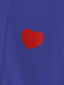 GlowEve Áo nỉ trùm đầu tay dài có dây rút họa tiết trái tim đơn giản dành cho nữ - Xanh đậm - Xem 3