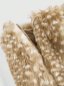 ROMWE J-Fashion Y2K性感鹿斑印花蓬松露背上衣和半身裙套装（女款） - 棕色 - 查看 3