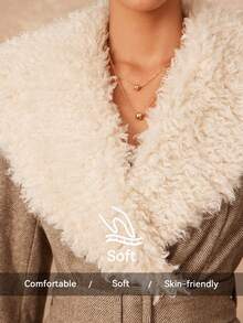 Lumalex 秋冬户外女装常规版型外套，配有仿羊羔绒领、腰带和口袋，女式粗花呢外套，女式外衣，女式粗花呢，舒适休闲，奢华百搭，适合舞会、聚会、宴会、低调奢华、闪耀夺目的节日派对、锐舞派对、音乐节、郊游、度假等场合，适合户外穿着，层次丰富，适合婚礼、宰牲节、新年等节日，适合寒冷天气，秋季新款女装 - 卡其色 - 查看 5