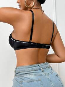 1pc Thin Padded Smooth Seamless Comfortable Underwire Supportive Basic Bra Women Push Up Bra Wireless Push Up Bra Push Up Bras Padded Plus Size Push Up Bra Bras For Women - Black - View 2