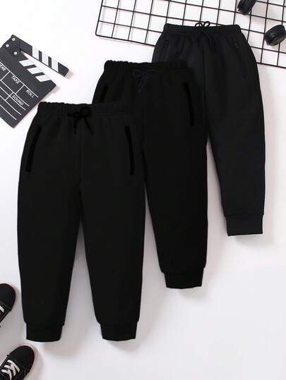 SHEIN Genkimix Kids 3pcs/Set Young Boy Casual Minimalist Sports Comfortable Pants, Suitable For Getaway, Holiday, Travel, Relax, Sunbathing, Summer