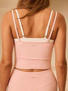 Aralina Leisurewear Layered Two Pieces Long Line Cami Active Gym Workout Top - Multicolor - View 2