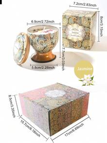 1 件/4 件干花香薰蜡烛，高脚杯罐和三芯蜡烛款式，图案优雅，适合装饰、芳香疗法和节日装饰，是馈赠亲朋好友的绝佳礼物，提供单盒或 4 件套礼品套装 - 彩色 - 查看 2