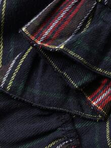 DAZY 少女休闲格子印花多层荷叶边下摆迷你裙