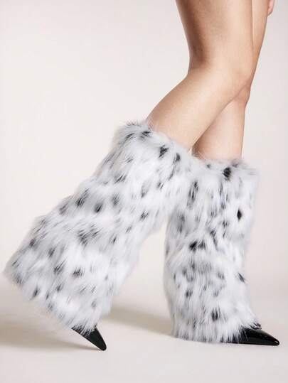 Grunge Punk 1pair Leopard Print Stylish And Warm Leg Warmers For Women