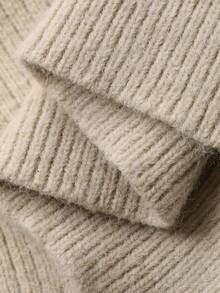 DAZY 女士休闲撞色针织毛衣和裤子两件套，秋冬 - 卡其色 - 查看 7