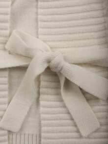 Franclia Plus Size Women Fashion Versatile Elegant Tie-Up Long Sleeve Button Knit Cardigan - Apricot - View 5