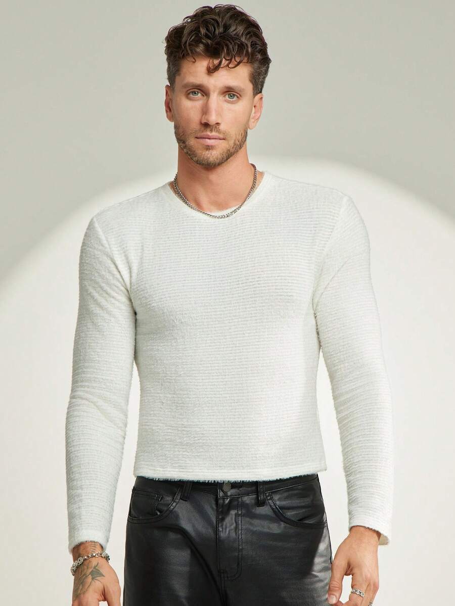 FeverCity Men's Fever City Casual Fashionable Long Sleeve T-Shirt - Beige - View 1