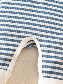 SHEIN Mono de manga larga con cuello a rayas para bebé recién nacida, conjunto de verano ligero y cómodo