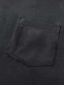 Manfinity Homme Áo sơ mi đầu bếp tay dài chắp vá màu tương phản dành cho nam - màu đen - Xem 5