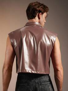 FeverCity Áo ba lỗ không tay cắt ngắn đơn sắc tối giản dành cho nam - màu nâu - Xem 2