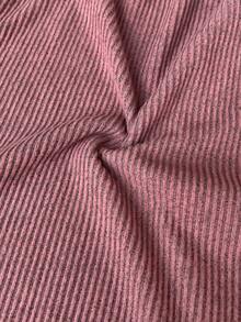 SHEIN 女士罗纹磨毛V领蝴蝶结长袖长裤睡衣套装，秋冬曲线睡衣套装，女士长袖睡衣两件套，舒适睡衣套装，长袖家居服套装，秋季服装 - 藕粉色 - 查看 8