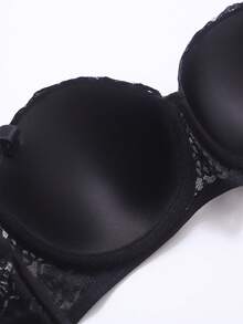 1pc Lace Padded Underwire Bra For Women - Black - View 11