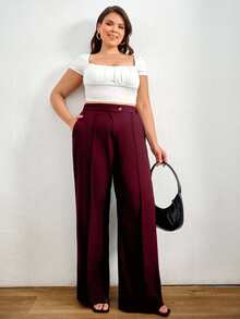 EURMUSE Quần túi cỡ lớn dành cho nữ, Quần vest công sở - Màu Đỏ Sâu - Xem 3