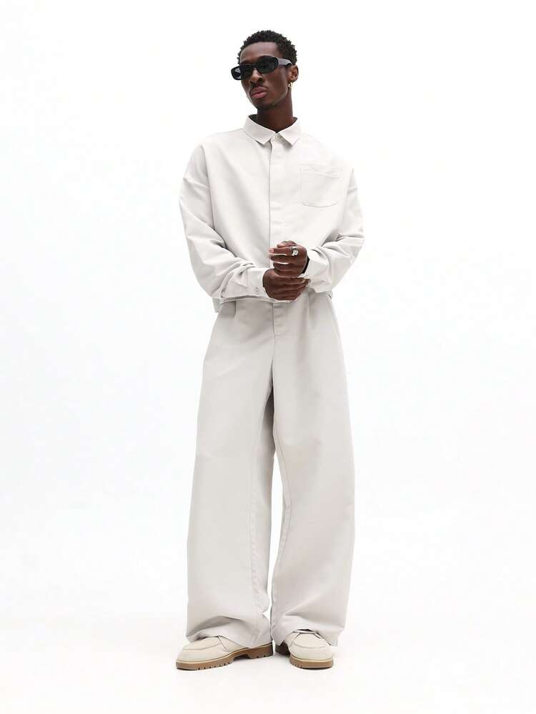 Long Sleeve Shirt With Wide Leg Pants Set