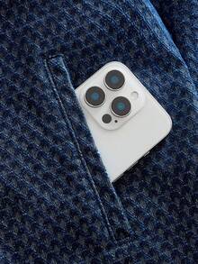 ROMWE MEN Men's Solid Color Zipper Pocket Casual Versatile Denim Jacket - Blue - View 6